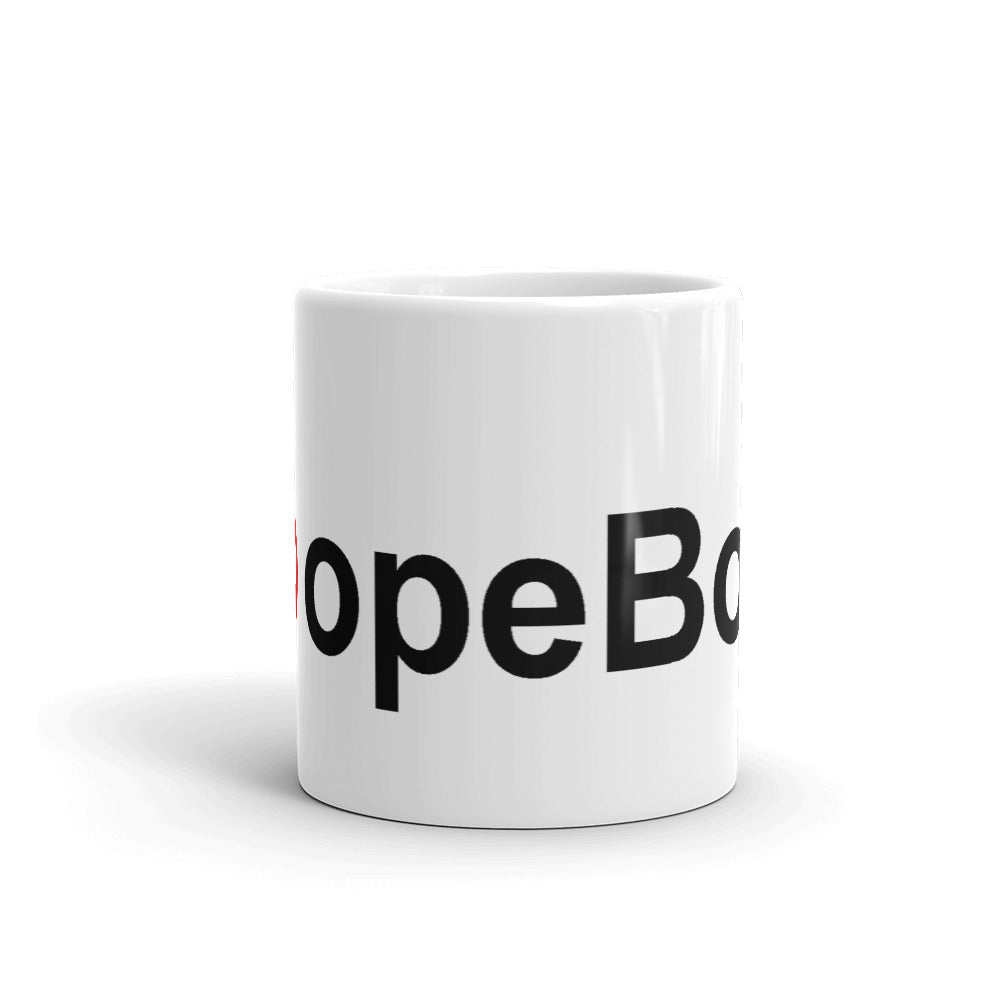 White glossy Hopeboyz mug