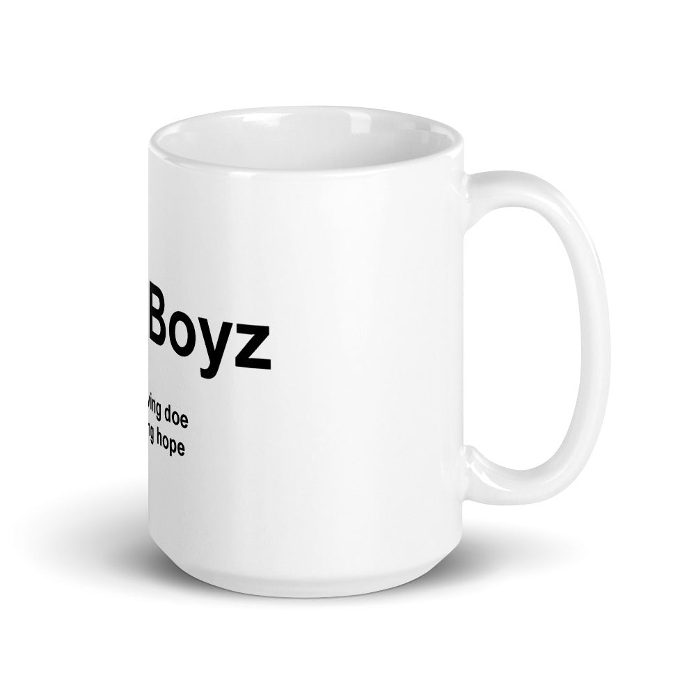 White glossy Hopeboyz mug